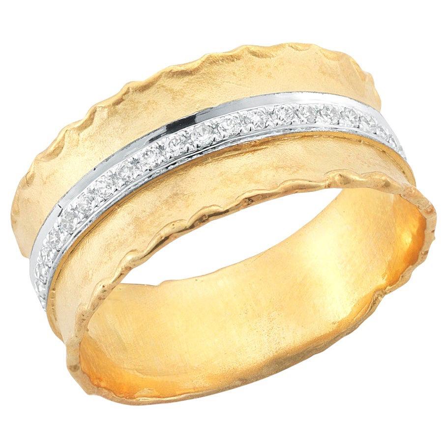 Hand-Crafted 14 Karat Yellow Gold Ruffled Edge Ring