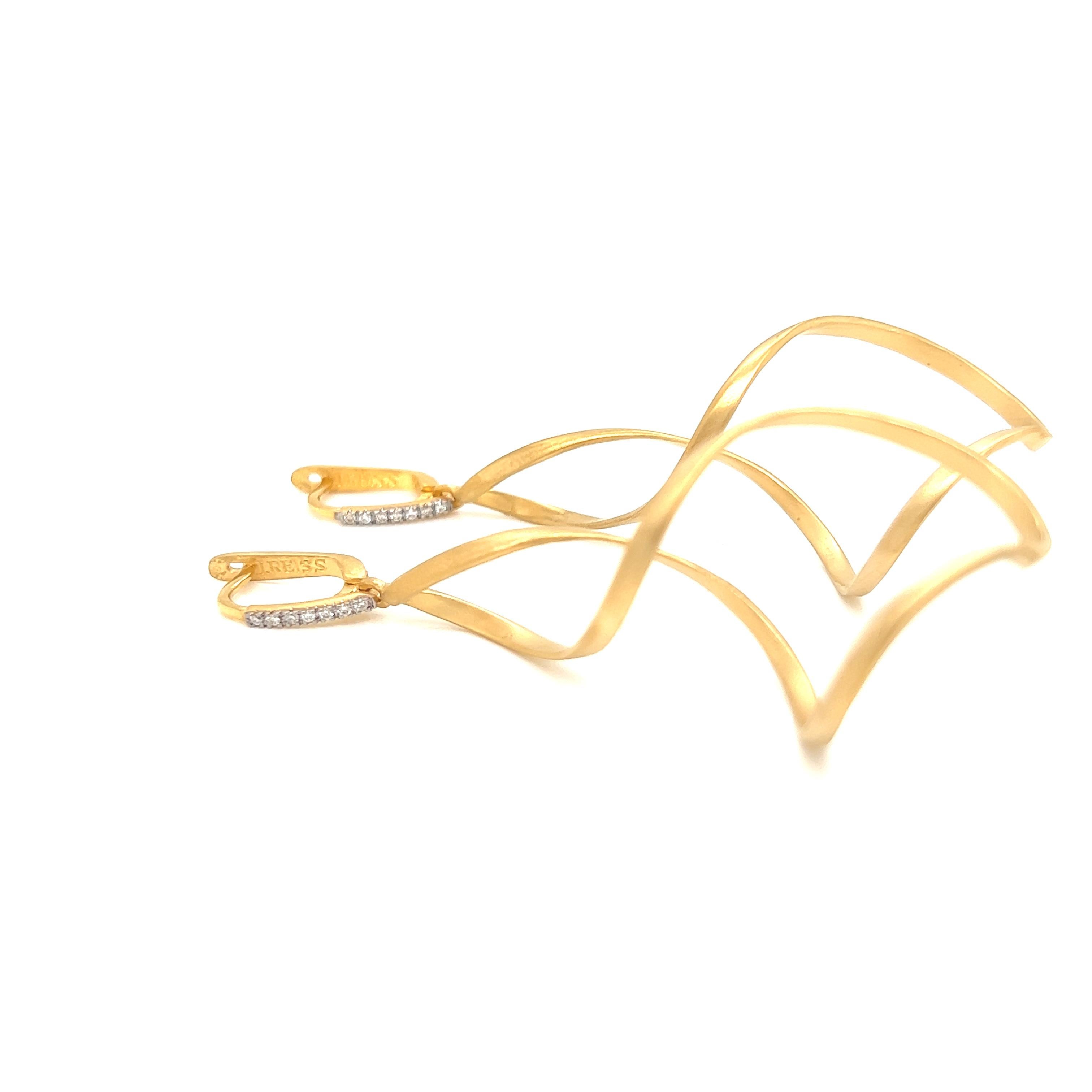 Handgefertigte Spiral-Ohrringe aus 14 Karat Gelbgold Damen im Angebot
