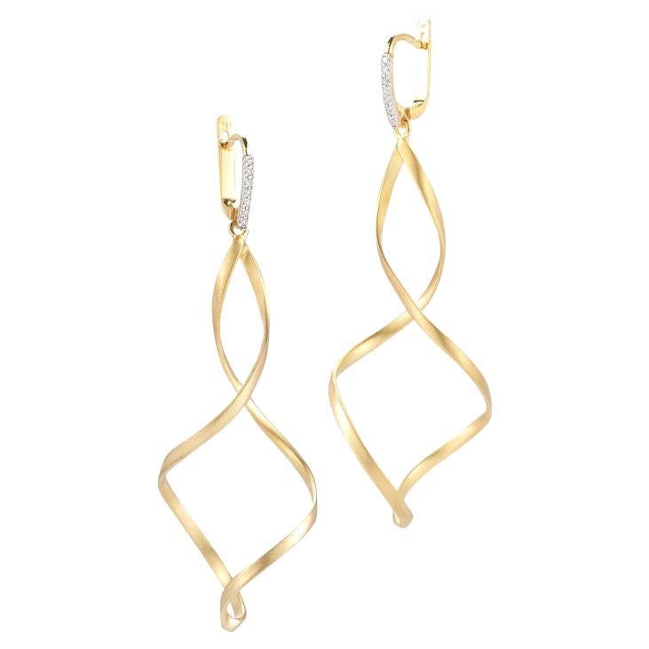 Hand-Crafted 14 Karat Yellow Gold Spiral Earrings For Sale