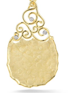 Handcrafted 14 Karat Yellow Gold Tear-Drop Filigree Pendant