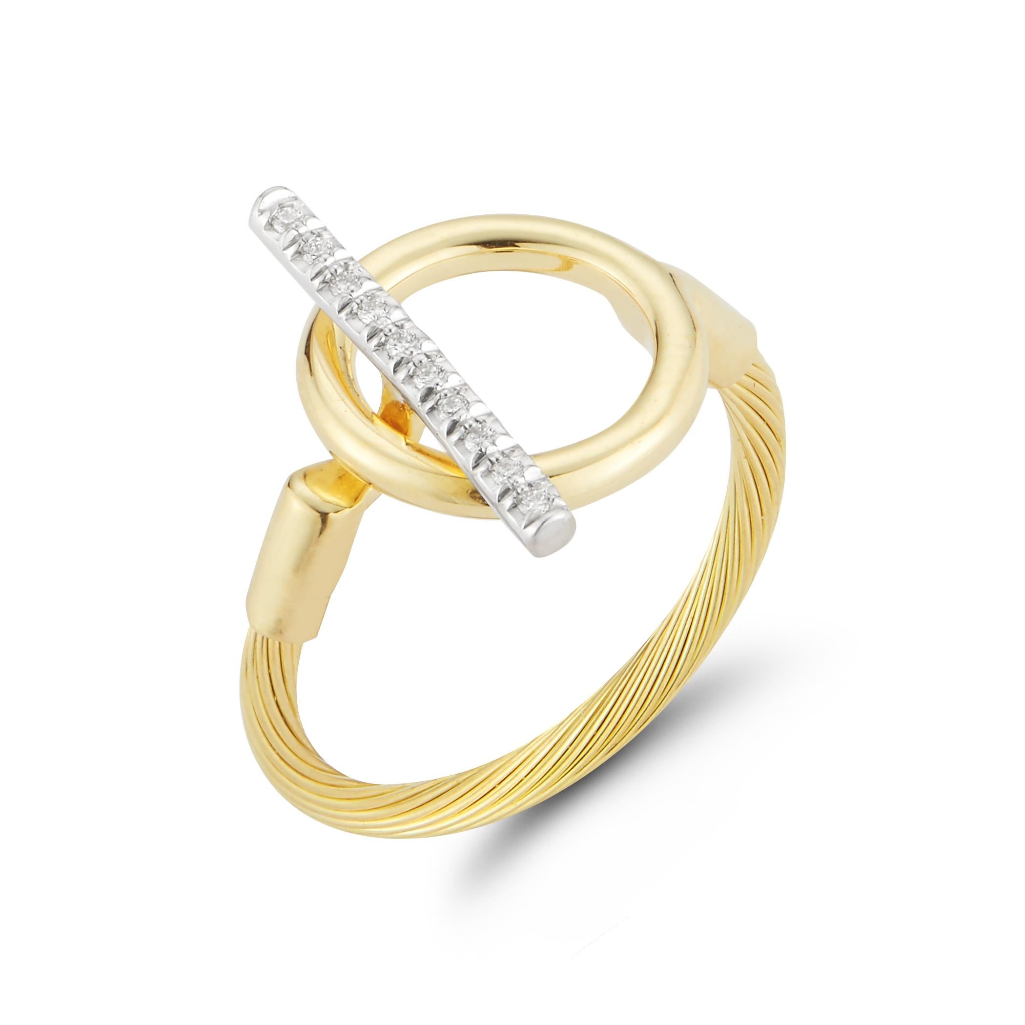 For Sale:  Hand-Crafted 14 Karat Yellow Gold Wire Toggle Ring 3