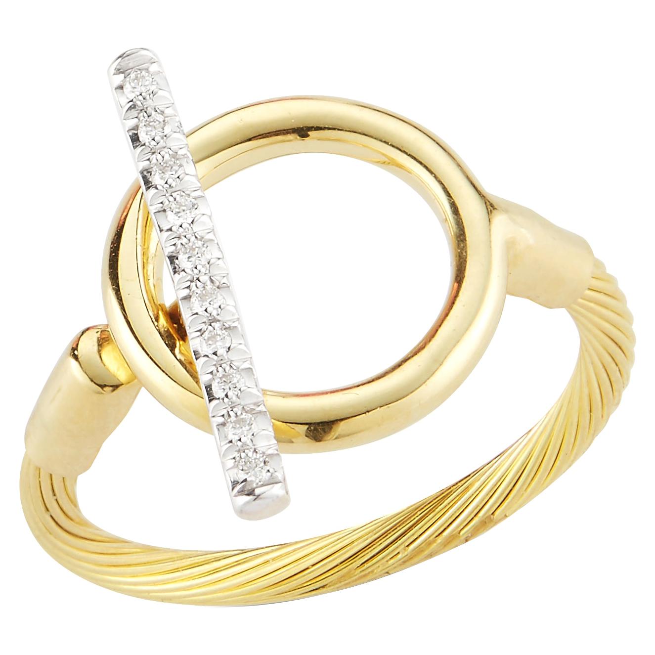 For Sale:  Hand-Crafted 14 Karat Yellow Gold Wire Toggle Ring