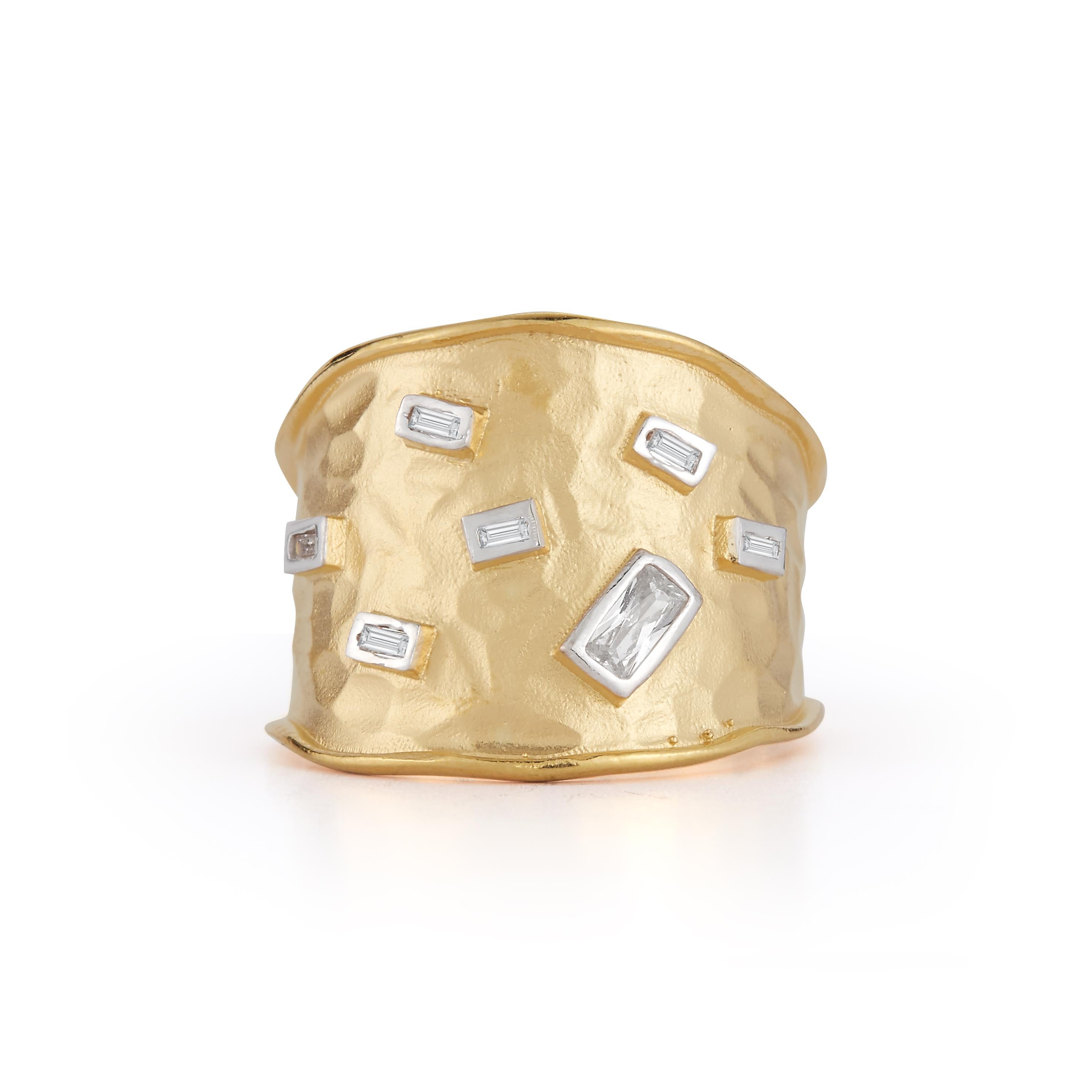 For Sale:  Hand-Crafted 14 Karat Yellow Gold Cuff Ring 2