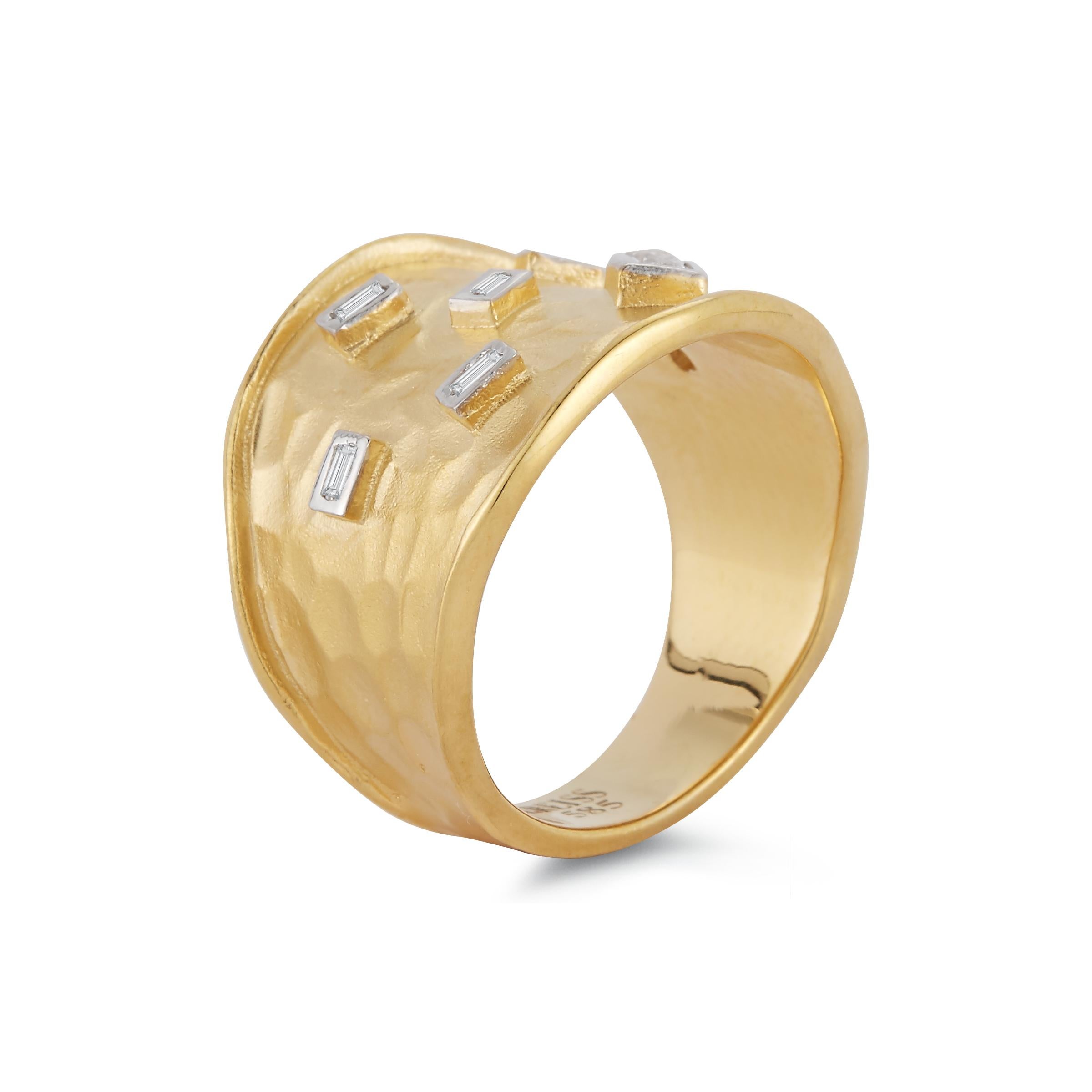 For Sale:  Hand-Crafted 14 Karat Yellow Gold Cuff Ring 3