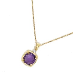 Hand-Crafted 14K Gold 0.02 ct. tw. Diamond & 3.6CT Amethyst Pendant
