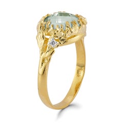 Hand-Crafted 14K Gold 0.03 ct. tw. Diamond & 3.25CT Green Amethyst Ring
