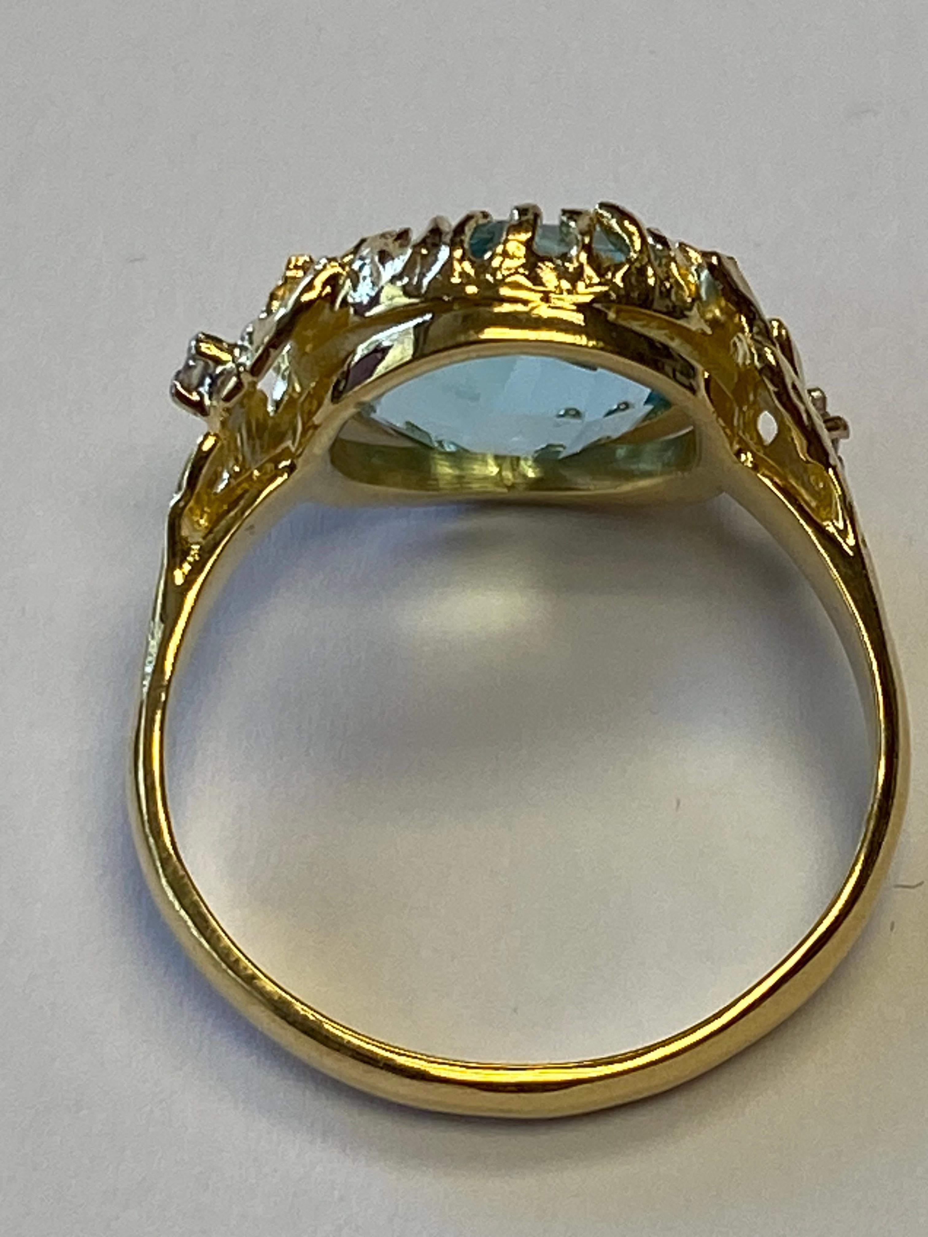 For Sale:  Hand-Crafted 14K Gold 0.03 ct. tw. Diamond & 3.25CT Green Amethyst Ring 4