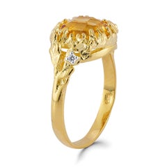 Hand-Crafted 14K Gold 0.03 ct. tw. Diamond & 3.35CT Citrine Color Stone Ring