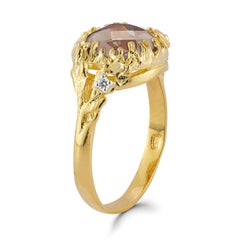 Hand-Crafted 14K Gold 0.03 ct. tw. Diamond & 3.5CT Smokey Topaz Cocktail Ring