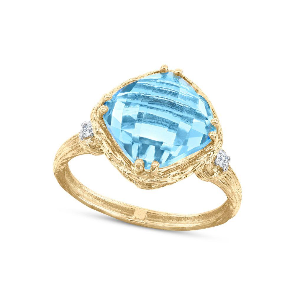 For Sale:  Hand Crafted 14K Gold 0.05 ct. Diamond & 4.75CT Blue Topaz Cocktail Ring 4