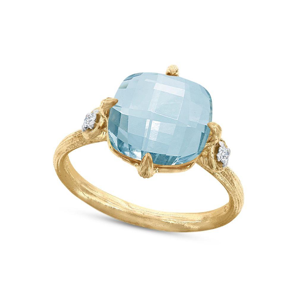 For Sale:  Hand Crafted 14K Gold 0.05 ct. Diamond & 4.75CT Blue Topaz Cocktail Ring 4