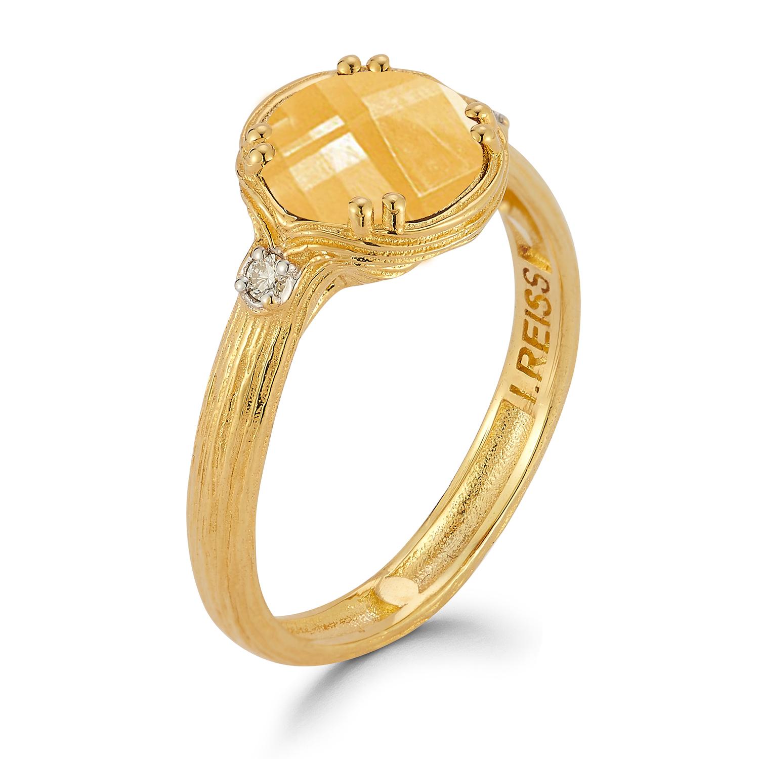For Sale:  Hand-Crafted 14K Gold 0.05 ct. tw. Diamond & 1.8CT Citrine Cocktail Ring 2
