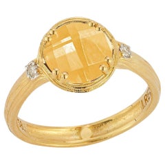 Hand-Crafted 14K Gold 0.05 ct. tw. Diamond & 1.8CT Citrine Cocktail Ring