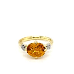 Hand--Crafted 14K Gold 0.05 ct. tw. Diamond & 2.34CT Citrine Cocktail Ring