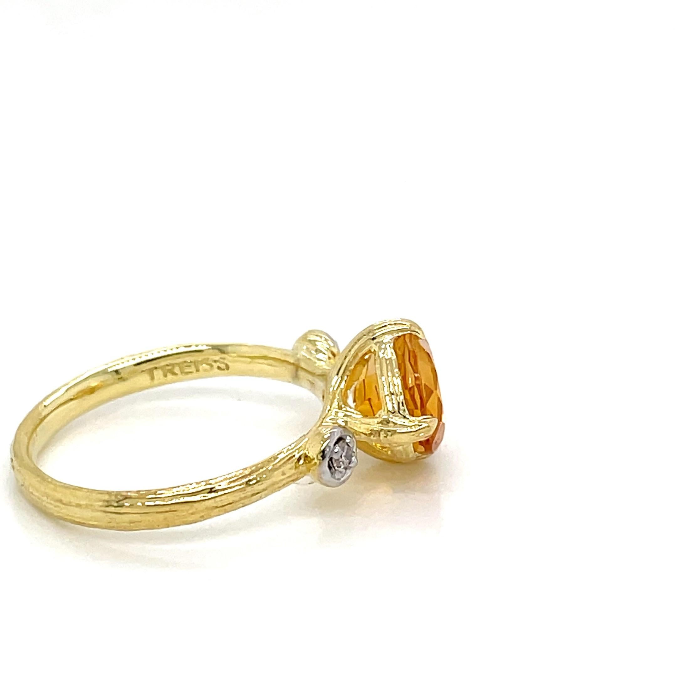 For Sale:  Hand--Crafted 14K Gold 0.05 ct. tw. Diamond & 2.34CT Citrine Cocktail Ring 3