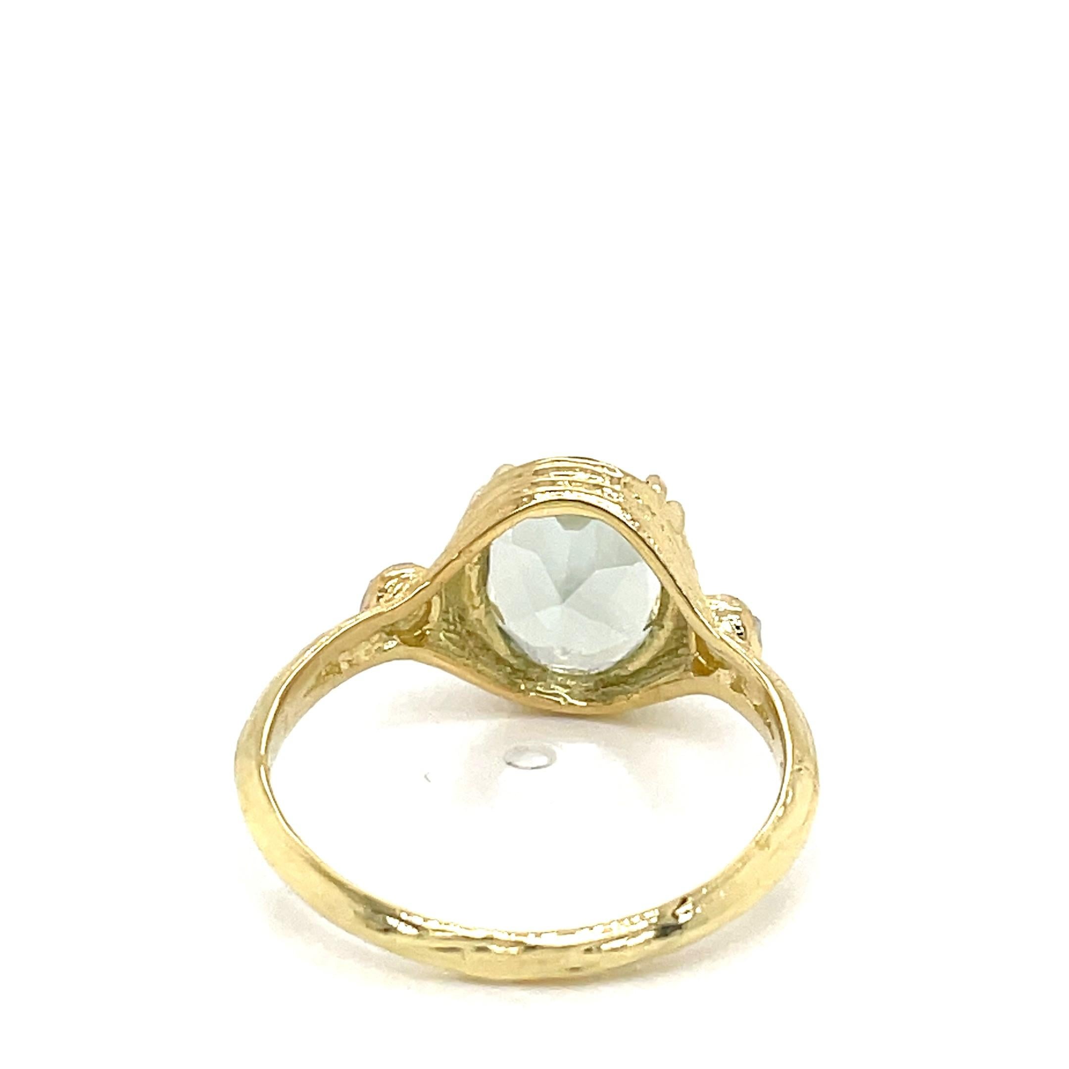 For Sale:  Hand-Crafted 14K Gold 0.05 ct. tw. Diamond & 2.45CT Green Amethyst Cocktail Ring 3