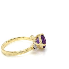 Hand-Crafted 14K Gold 0.05 ct. tw. Diamond & 2.46CT Amethyst Cocktail Ring