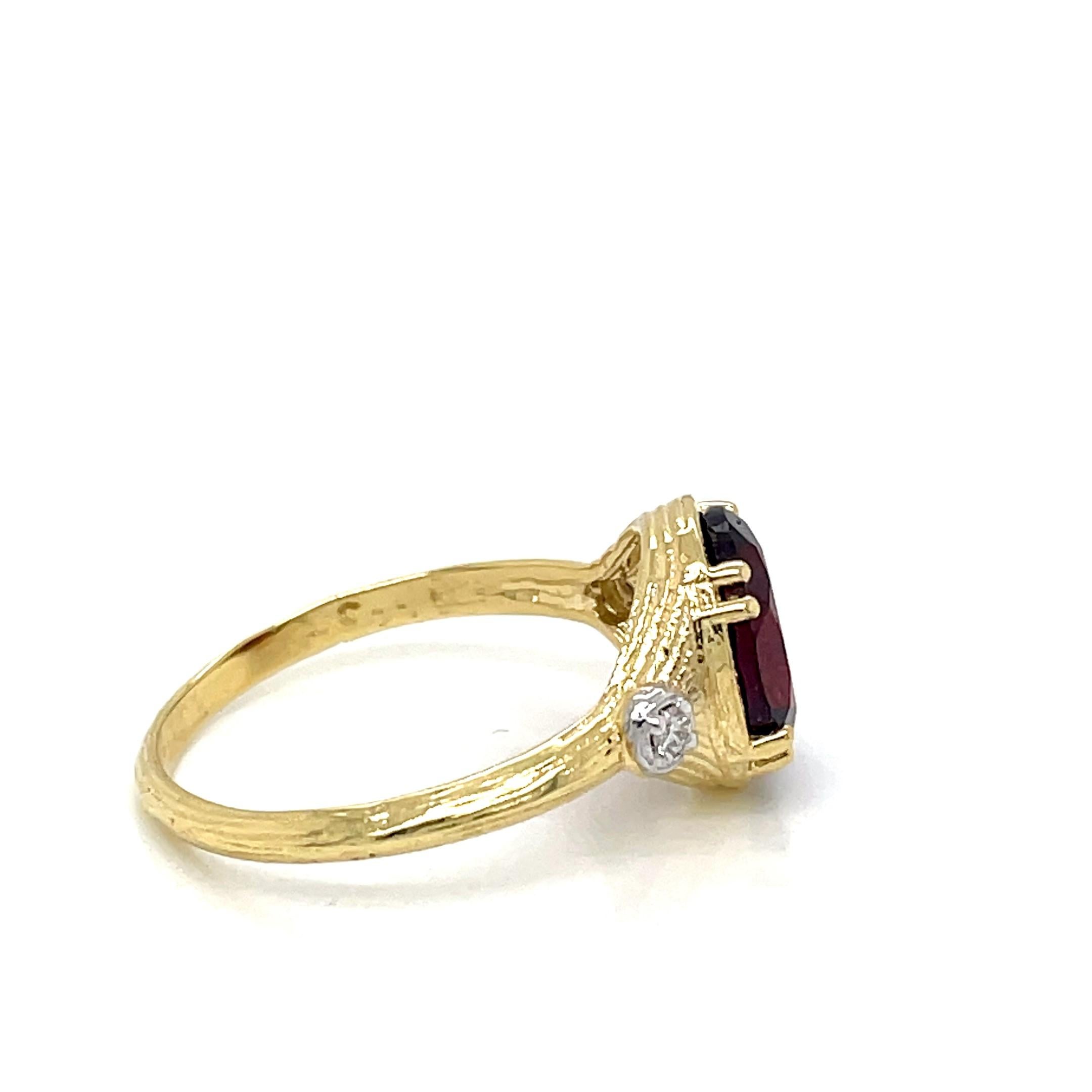 For Sale:  Hand-Crafted 14K Gold 0.05 ct. tw. Diamond & 3.5CT Garnet Cocktail Ring 3
