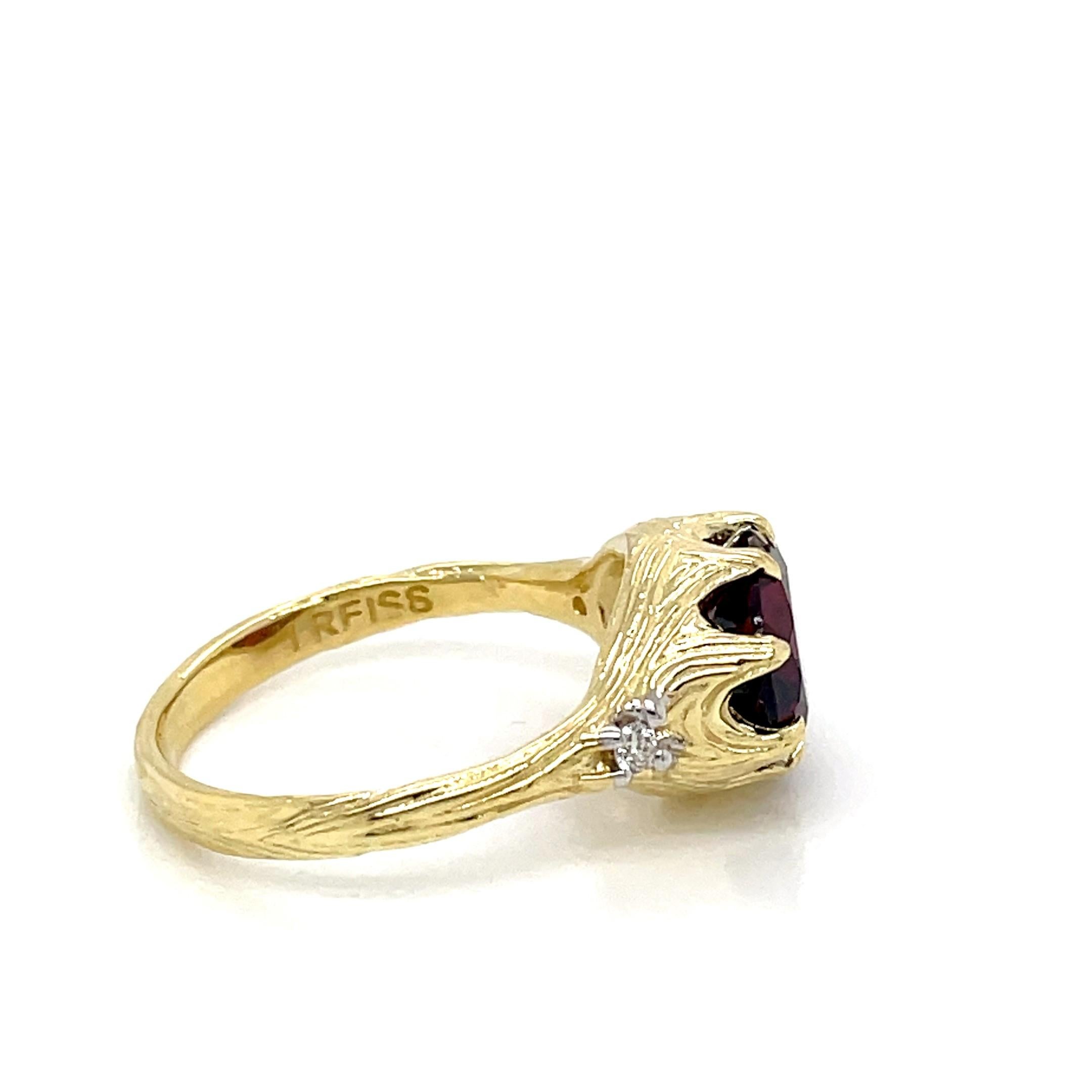 For Sale:  Hand-Crafted 14K Gold 0.05 ct. tw. Diamond & 4.9CT Garnet Cocktail Ring 4