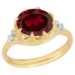 Or 14 carats fait main 0,05 carat tw. Bague cocktail diamant et grenat 4.9CT