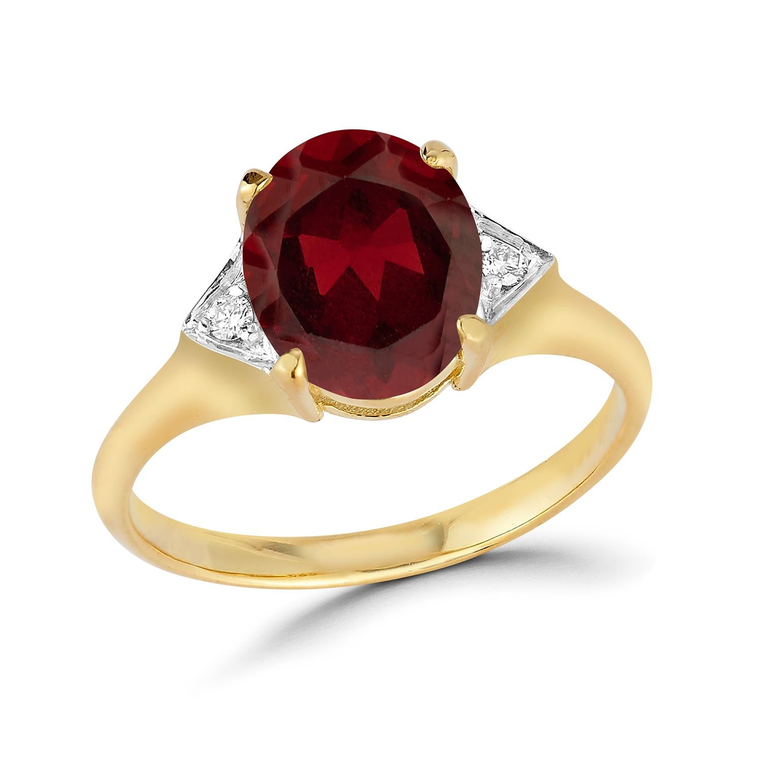 For Sale:  Hand crafted 14K Gold 0.05 ct. tw. Diamond & 5.25CT Garnet Cocktail Ring 4