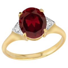 Or 14 carats fabriqué à la main 0,05 carat tw. Bague cocktail diamant et grenat 5.25CT