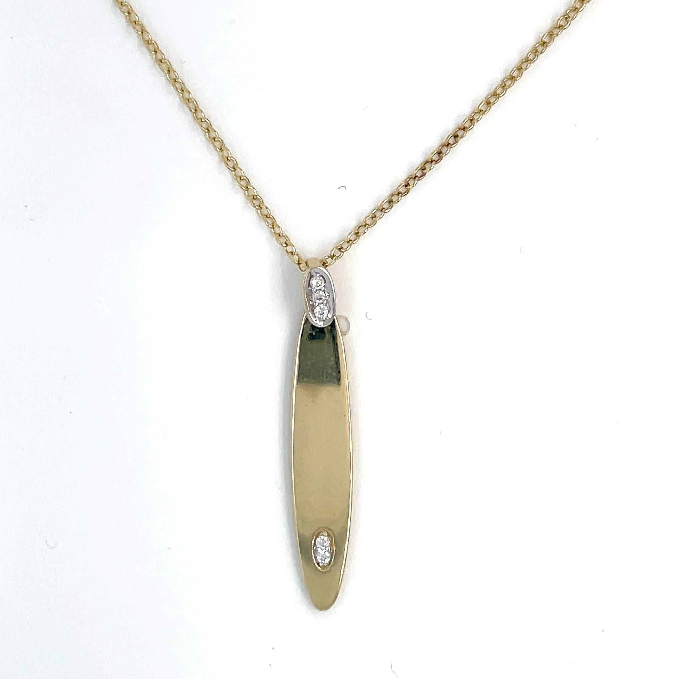 Or 14 carats fait main 0,05 carat tw. Pendentif ovale Slide Neuf - En vente à Great Neck, NY