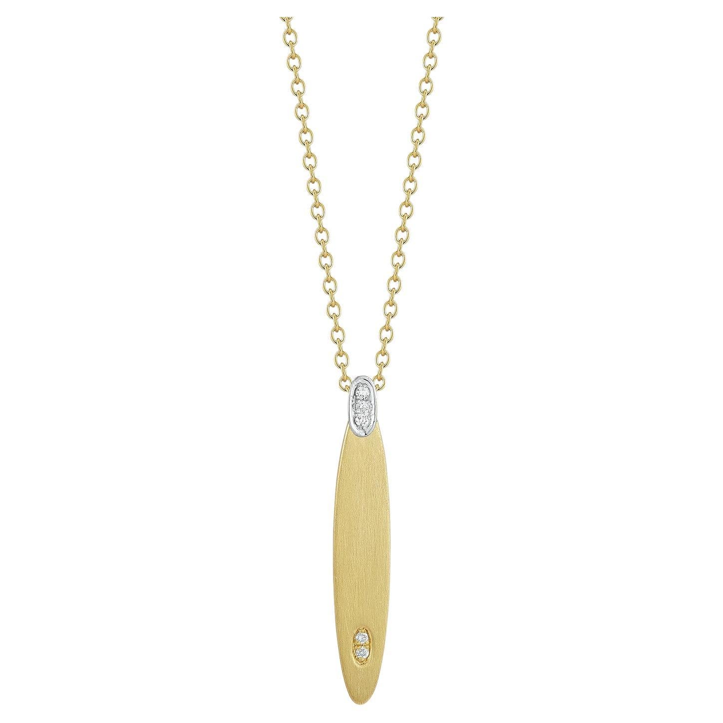 Or 14 carats fait main 0,05 carat tw. Pendentif ovale Slide