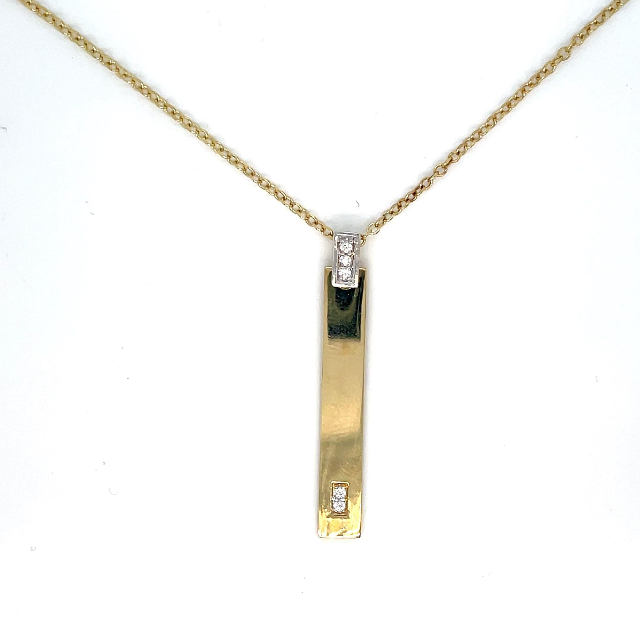 Or 14 carats fait main 0,05 carat tw. Sticks Pendentif Slide Neuf - En vente à Great Neck, NY