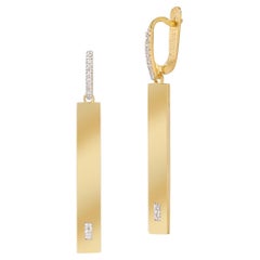 Or 14 carats fait main 0,15 carat tw. Boucles d'oreilles rectangulaires