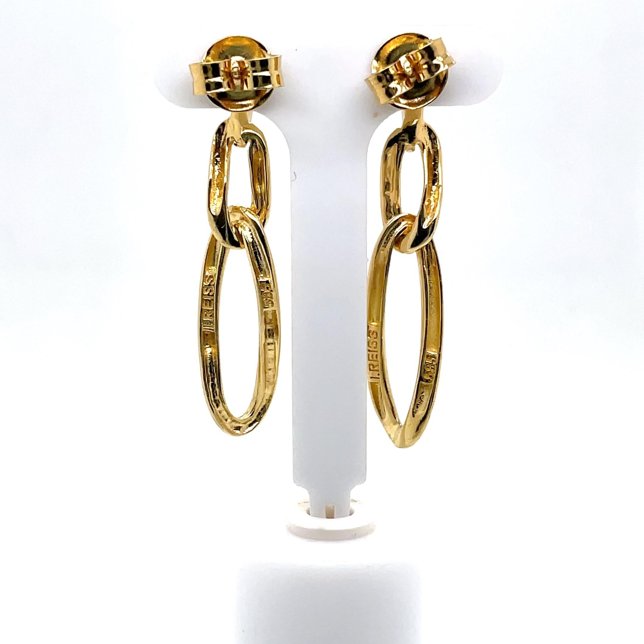 Taglio rotondo Realizzato a mano in oro 14K 0,16 ct. tw. Orecchini pendenti A Link in vendita