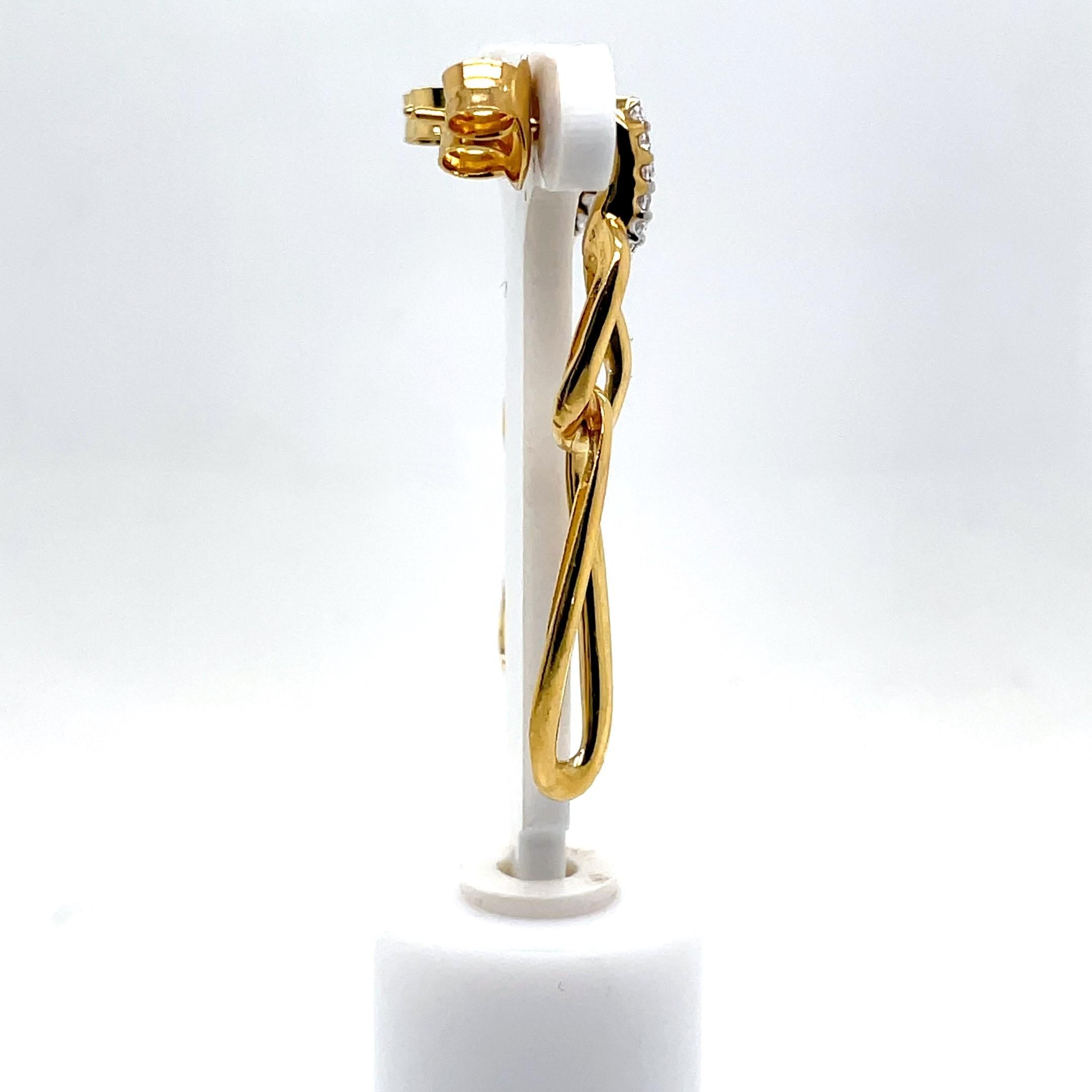 Realizzato a mano in oro 14K 0,16 ct. tw. Orecchini pendenti A Link In condizioni Nuovo in vendita a Great Neck, NY