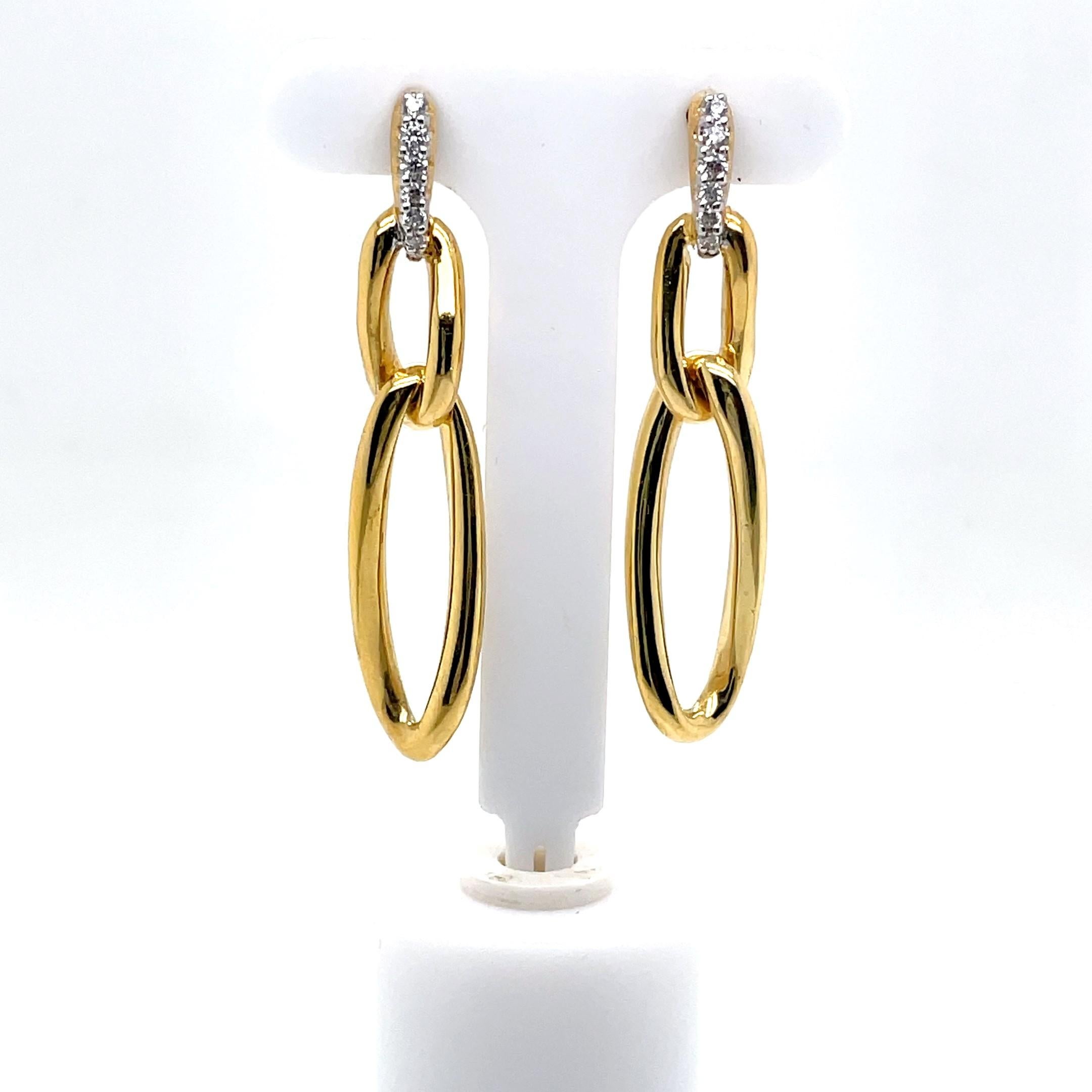 Donna Realizzato a mano in oro 14K 0,16 ct. tw. Orecchini pendenti A Link in vendita