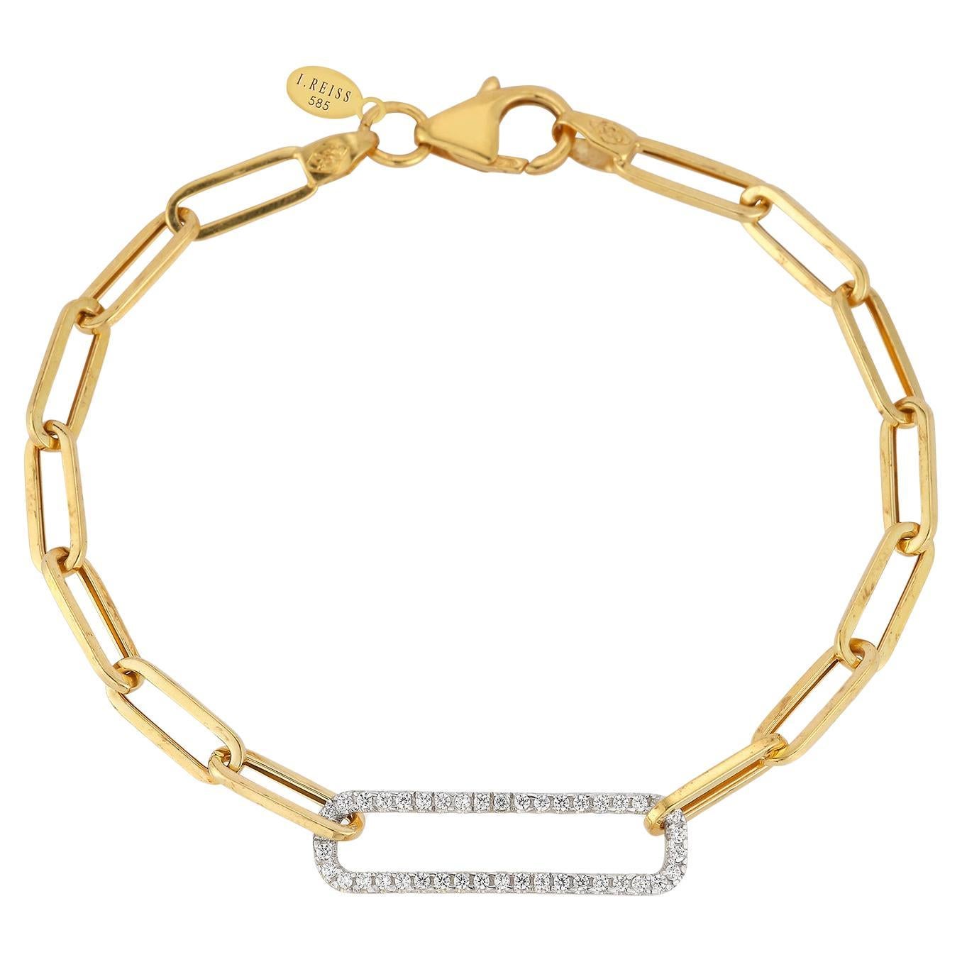 Hand-Crafted 14K Gold 0.25 ct. tw. Open Link Bracelet For Sale
