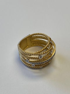 Hand-Crafted 14K Gold 0.33 ct. tw. Diamond Highway Ring