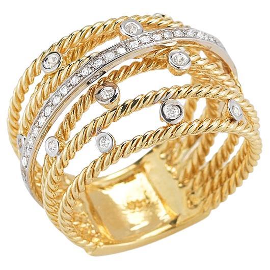 For Sale:  Hand-Crafted 14K Gold 0.33 ct. tw. Diamond Highway Ring