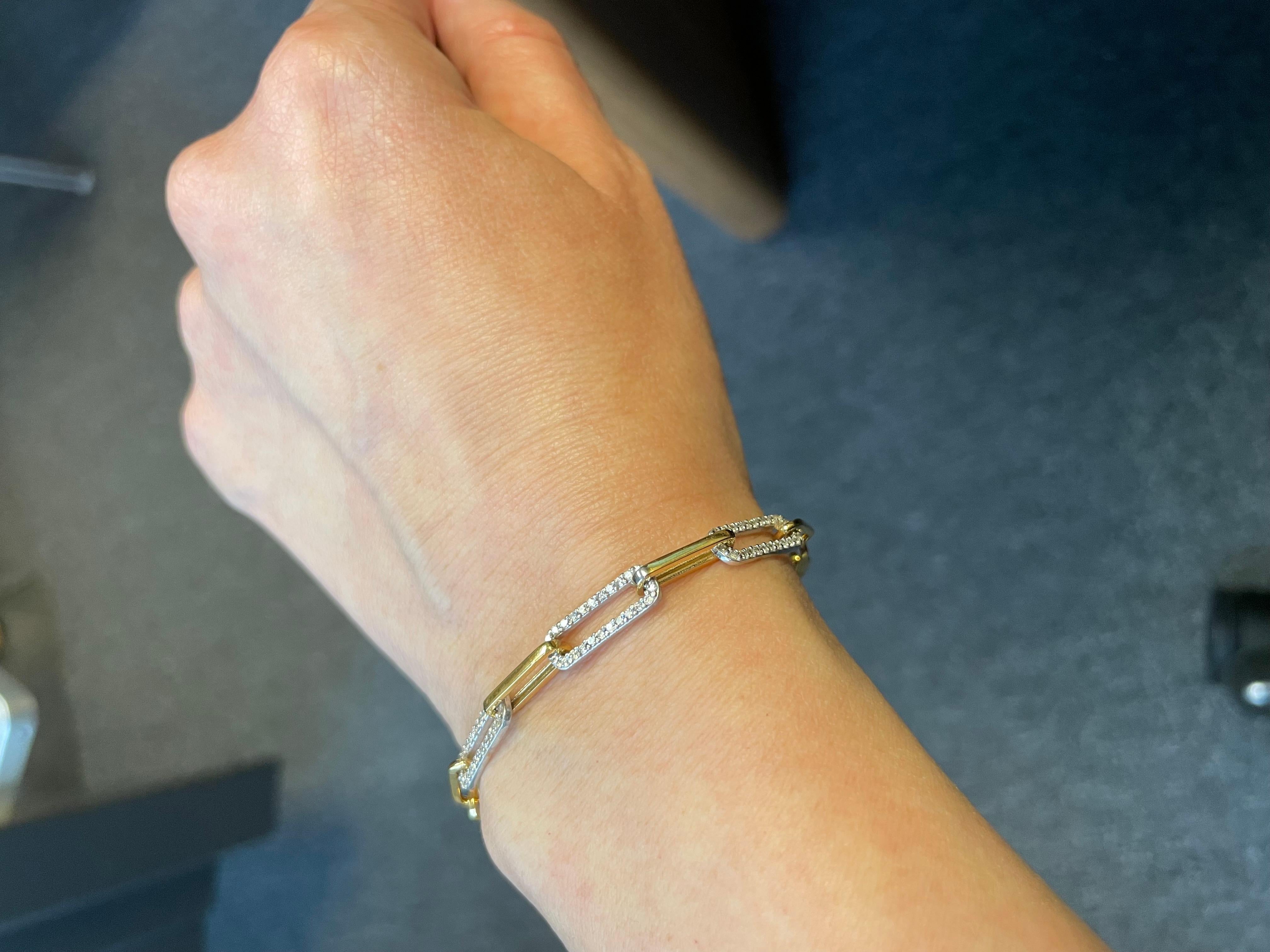 Craftée à la main en or 14K 0.43 ct. tw. Bracelet à maillons ouverts Neuf - En vente à Great Neck, NY