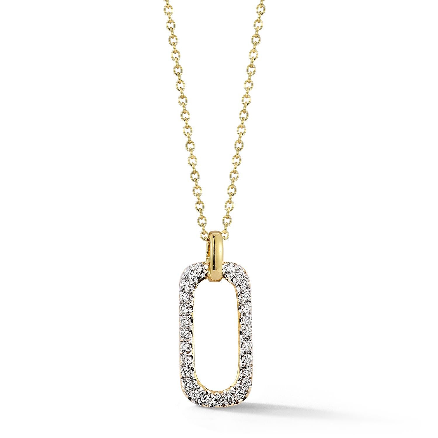 Realizzato a mano in oro 14K 0,50 ct. tw. Ciondolo rettangolare con diamante aperto In condizioni Nuovo in vendita a Great Neck, NY