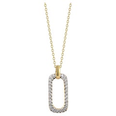 Realizzato a mano in oro 14K 0,50 ct. tw. Ciondolo rettangolare con diamante aperto