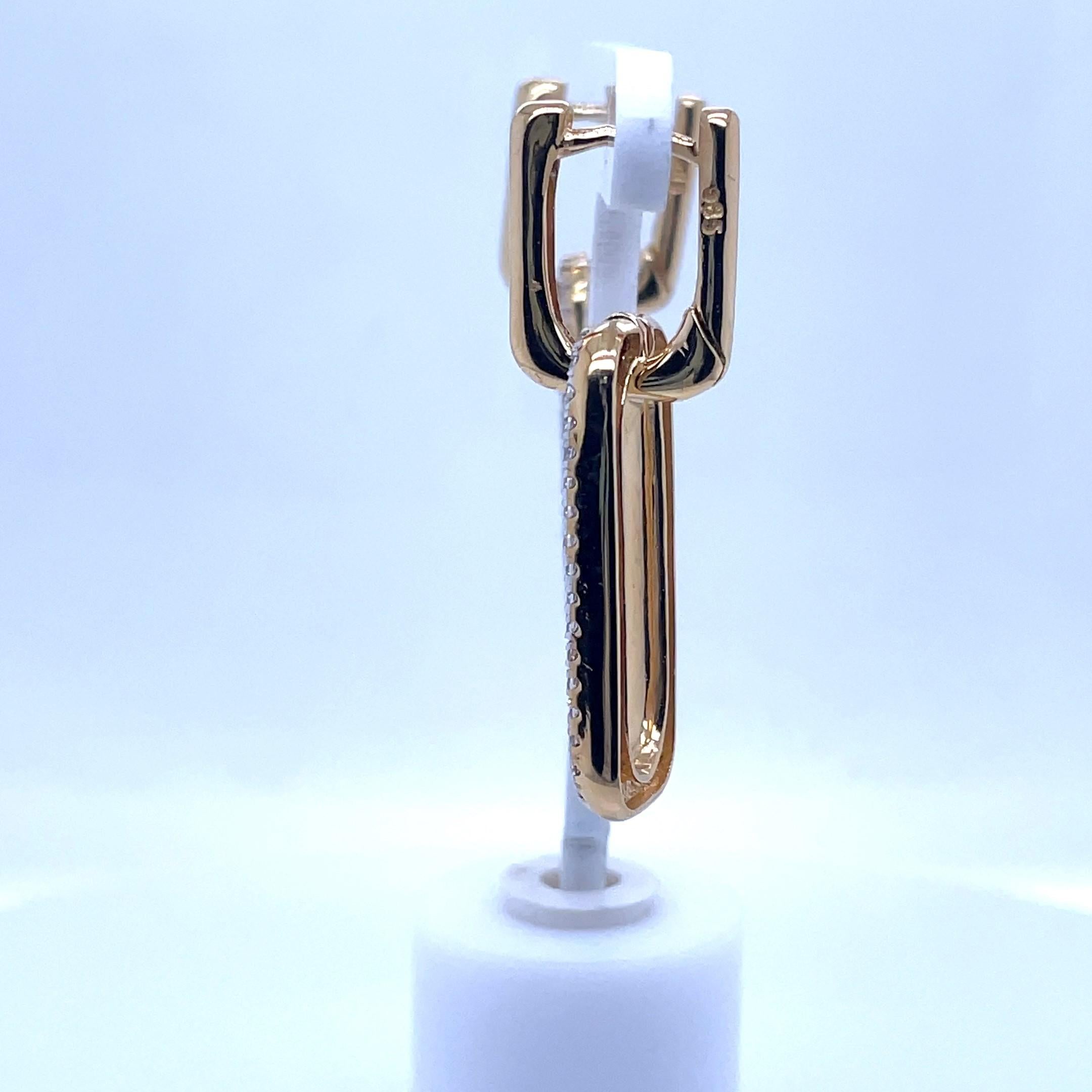 Realizzato a mano in oro 14K 0,78 ct. tw. Orecchini pendenti a rettangolo aperto In condizioni Nuovo in vendita a Great Neck, NY