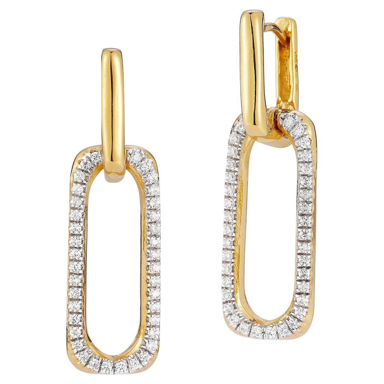Hand-Crafted 14K Gold 0.78 ct. tw. Dangling Open Rectangle Earrings