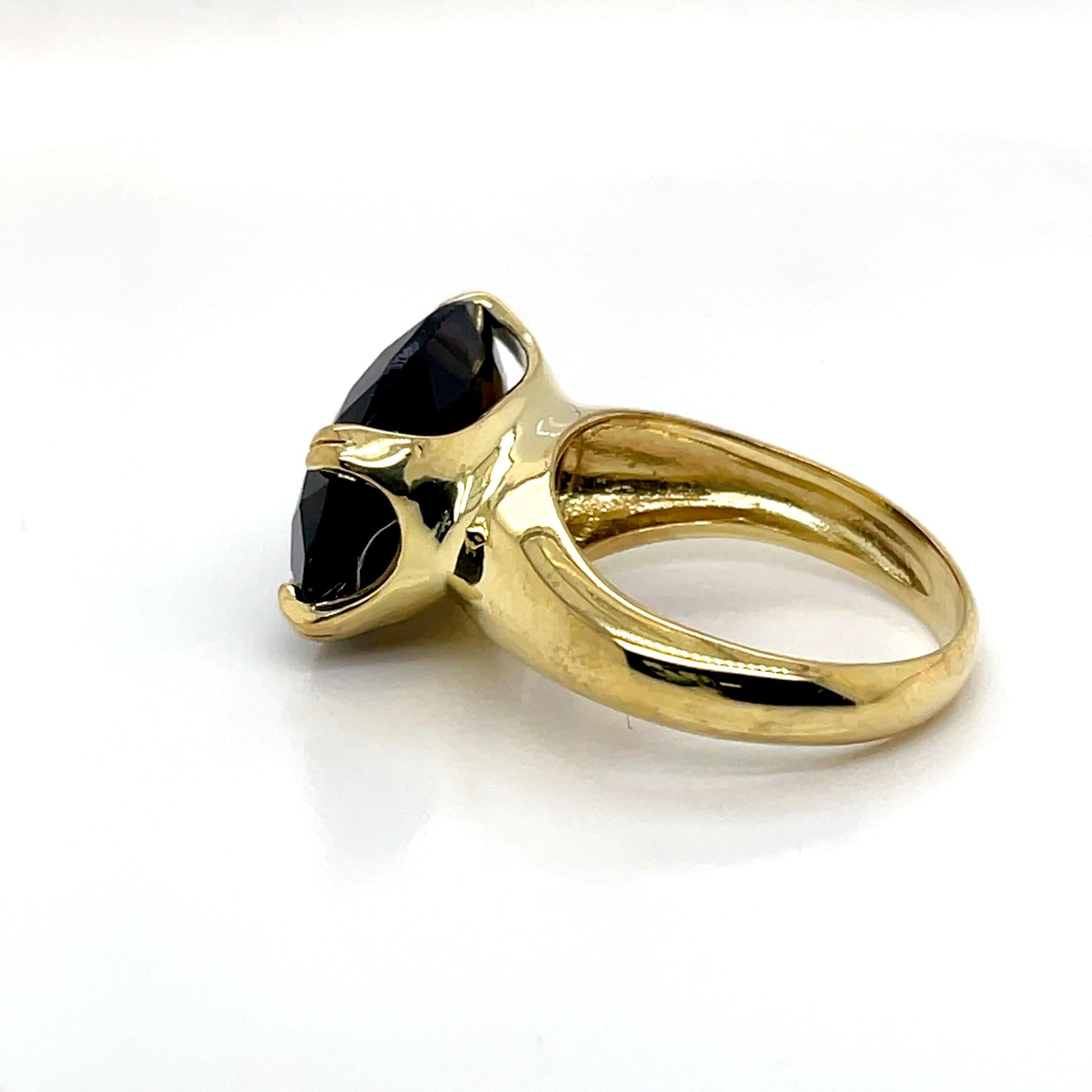 For Sale:  Hand-Crafted 14K Gold 10.3CT Smoky Topaz Cocktail Ring 4