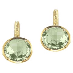 Oro de 14 quilates hecho a mano  Pendientes de Piedra de Color Amatista Verde de 10,5 Toneladas