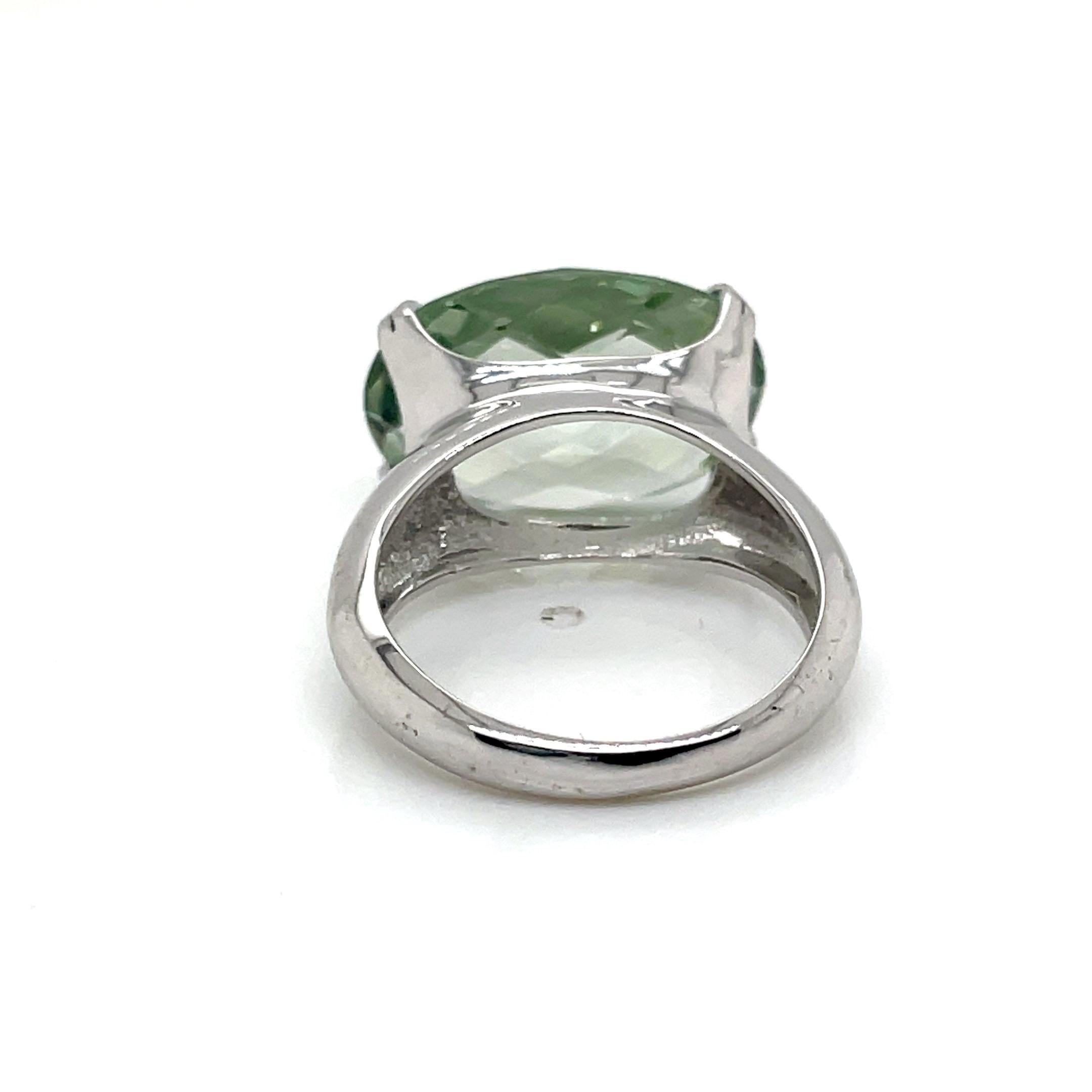 For Sale:  Hand-Crafted 14K Gold 10.7CT Green Amethyst Cocktail Ring 4