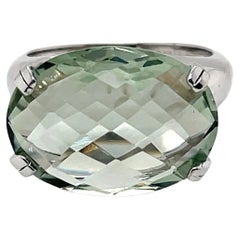 Hand-Crafted 14K Gold 10.7CT Green Amethyst Cocktail Ring