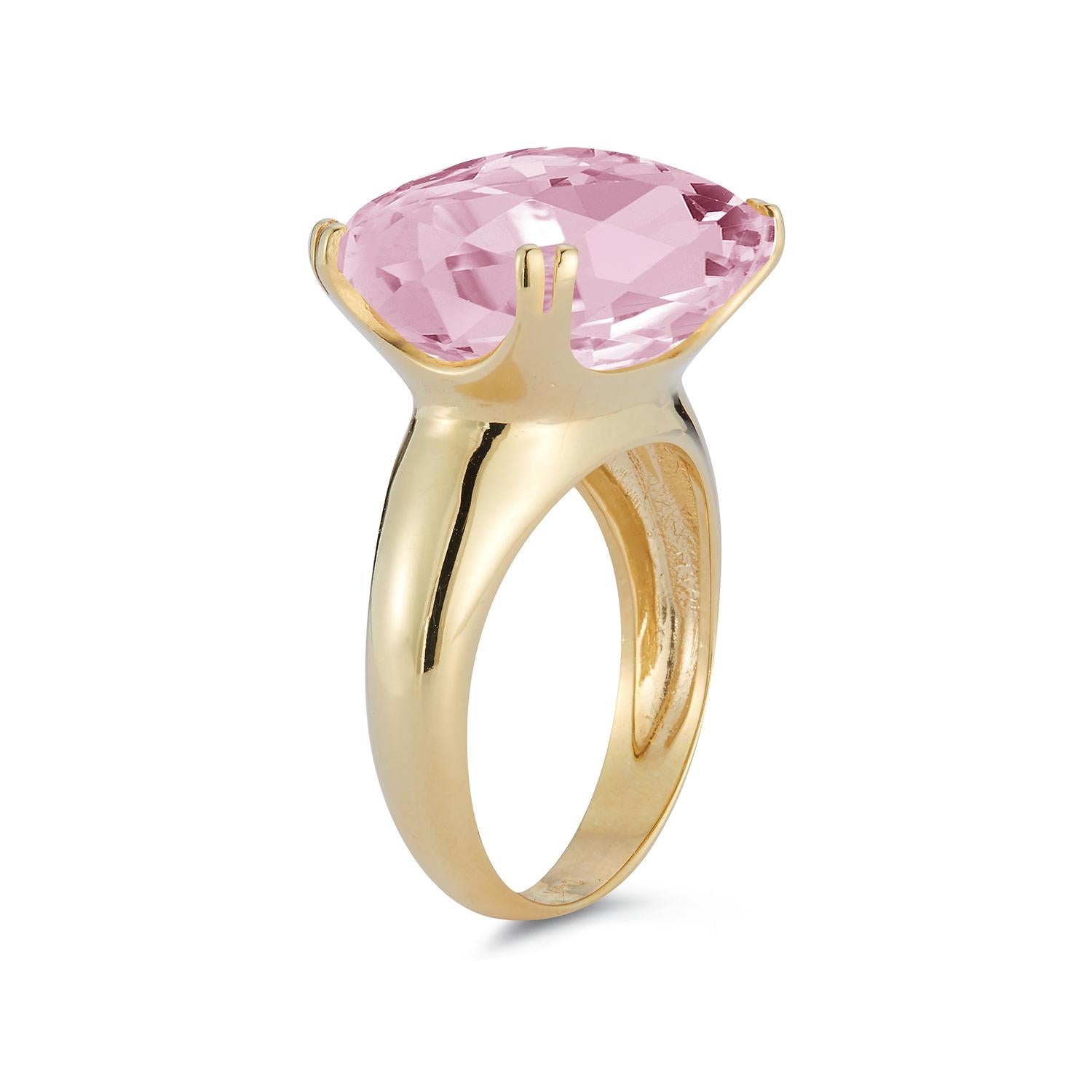 For Sale:  Hand-Crafted 14K Gold 10.7CT Rose Quartz Cocktail Ring 2