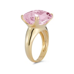Hand-Crafted 14K Gold 10.7CT Rose Quartz Cocktail Ring