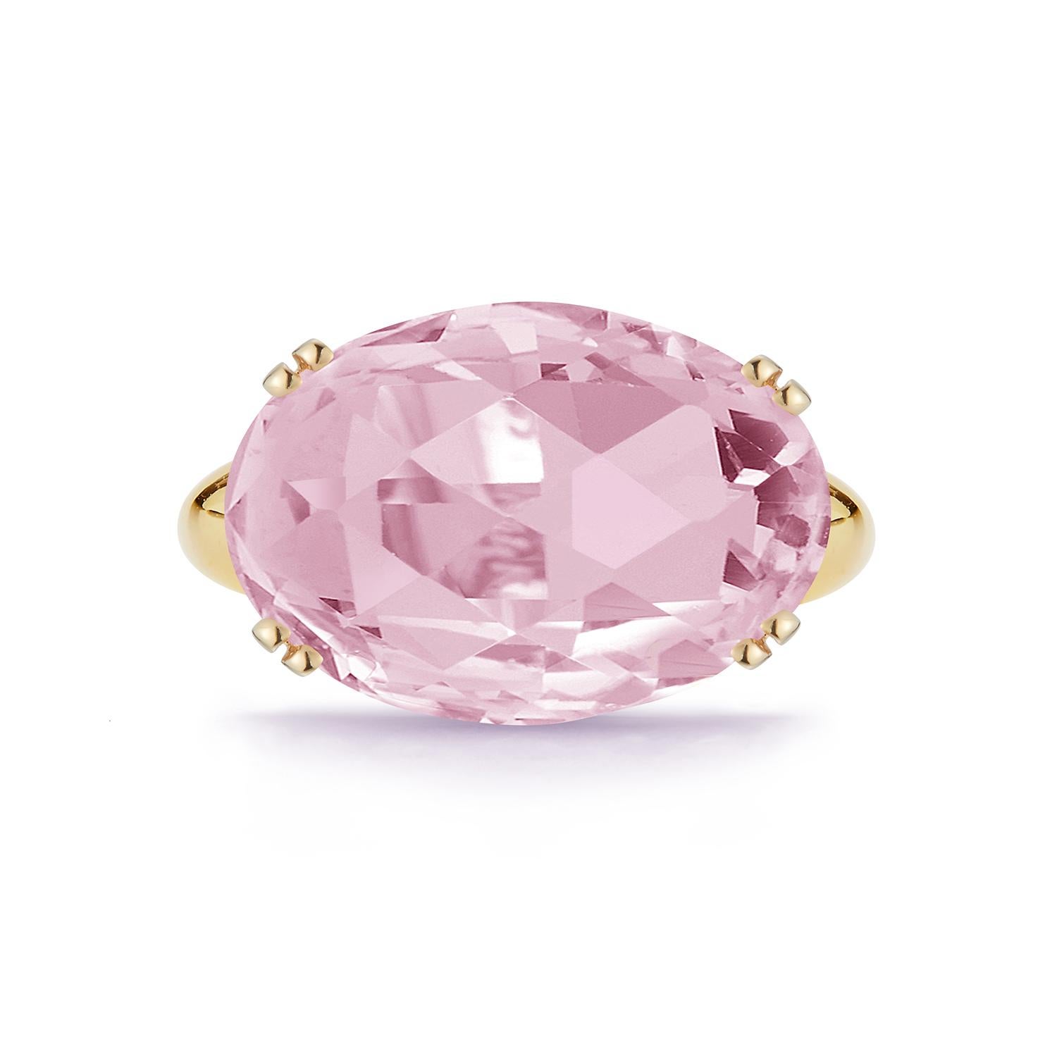 For Sale:  Hand-Crafted 14K Gold 10.7CT Rose Quartz Cocktail Ring 3