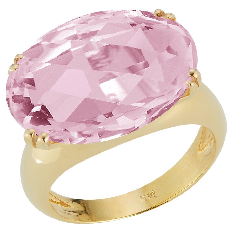 Handgefertigter Cocktailring aus 14 Karat Gold mit 10,7CT Rosenquarz