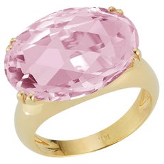 Handgefertigter Cocktailring aus 14 Karat Gold mit 10,7CT Rosenquarz